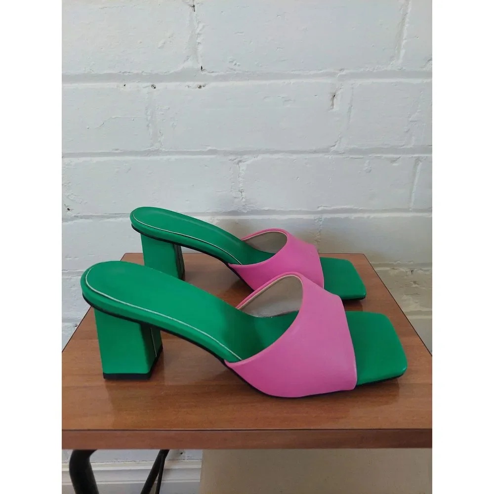 Cult Avenue - Dixie Mule Heel - Green / Pink, Size EU 40 / AU 9 - Picture 4 of 8